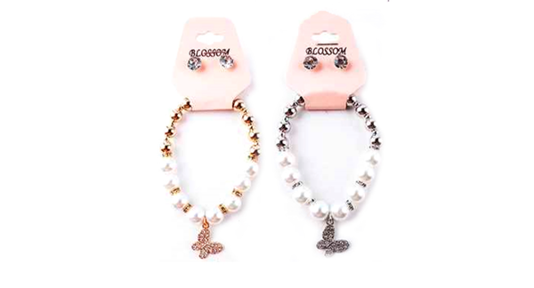 Butterfly bracelet and earring